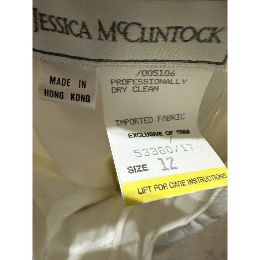 90’s Jessica McClintock White Linen Lace Skirt Suit 12 wedding bridal courthouse - Picture 7 of 15